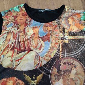 Dolce & Gabbana Black Multicolor Printed Women’s Tee
